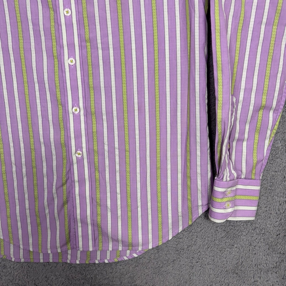 Robert Graham Shirt Mens S Flip Cuff Geometric Striped Modern American Preppy - Picture 3 of 12